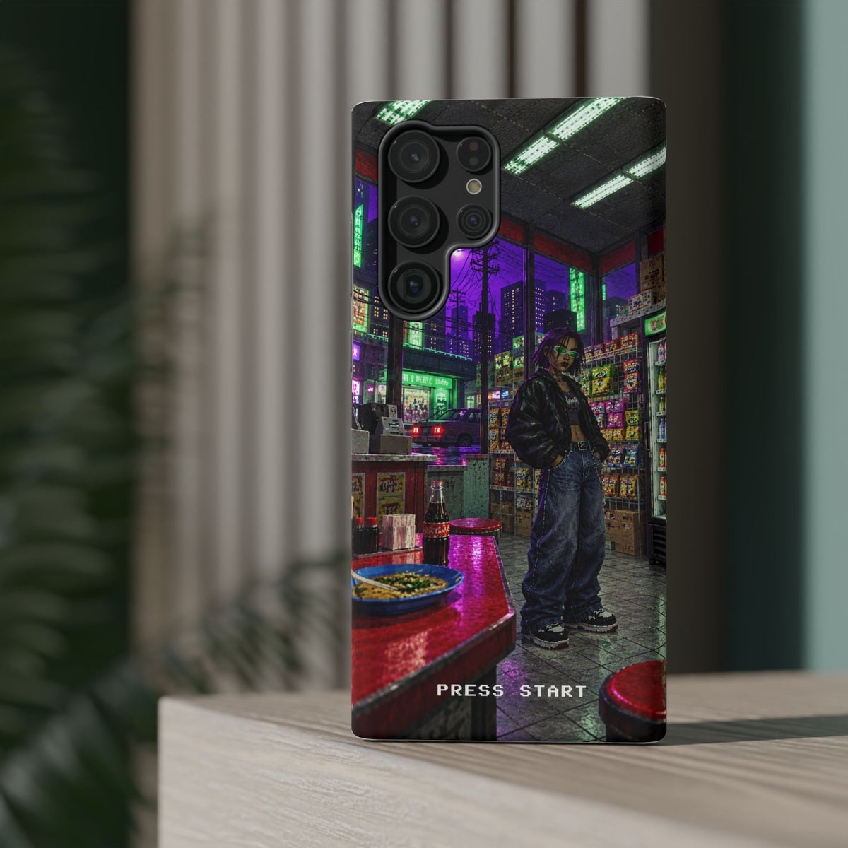 Press Start Cyberpunk Arcade Phone Case