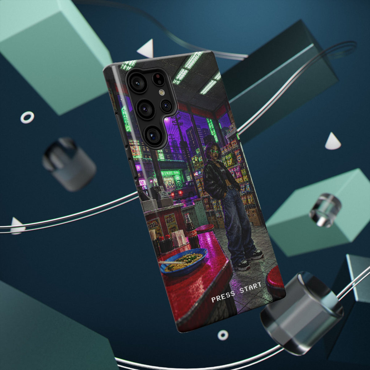 Press Start Cyberpunk Arcade Phone Case