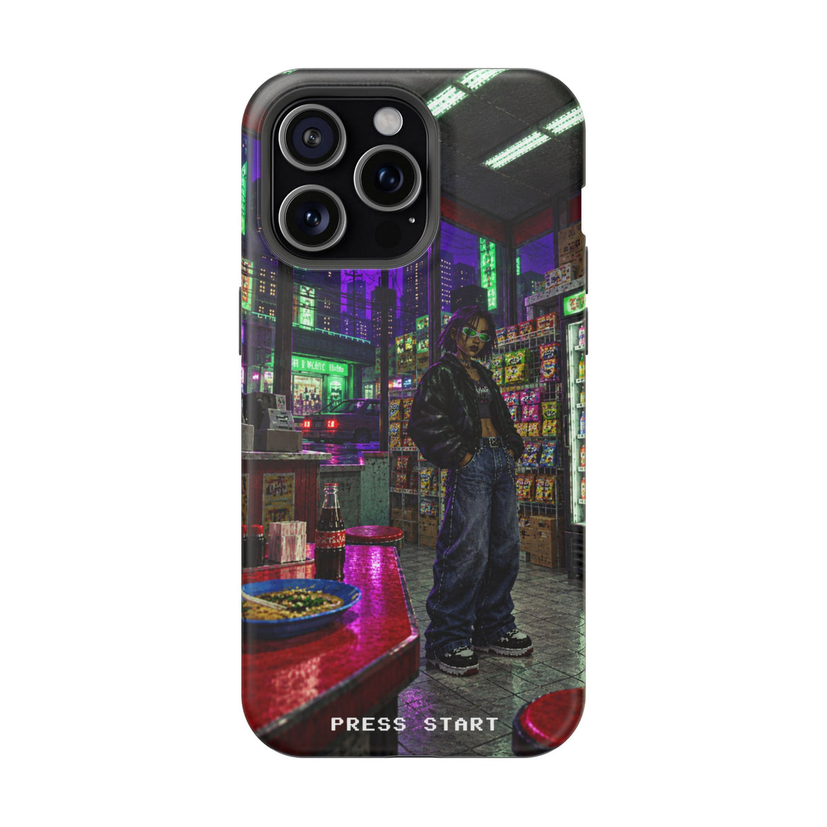 Press Start Cyberpunk Arcade Phone Case