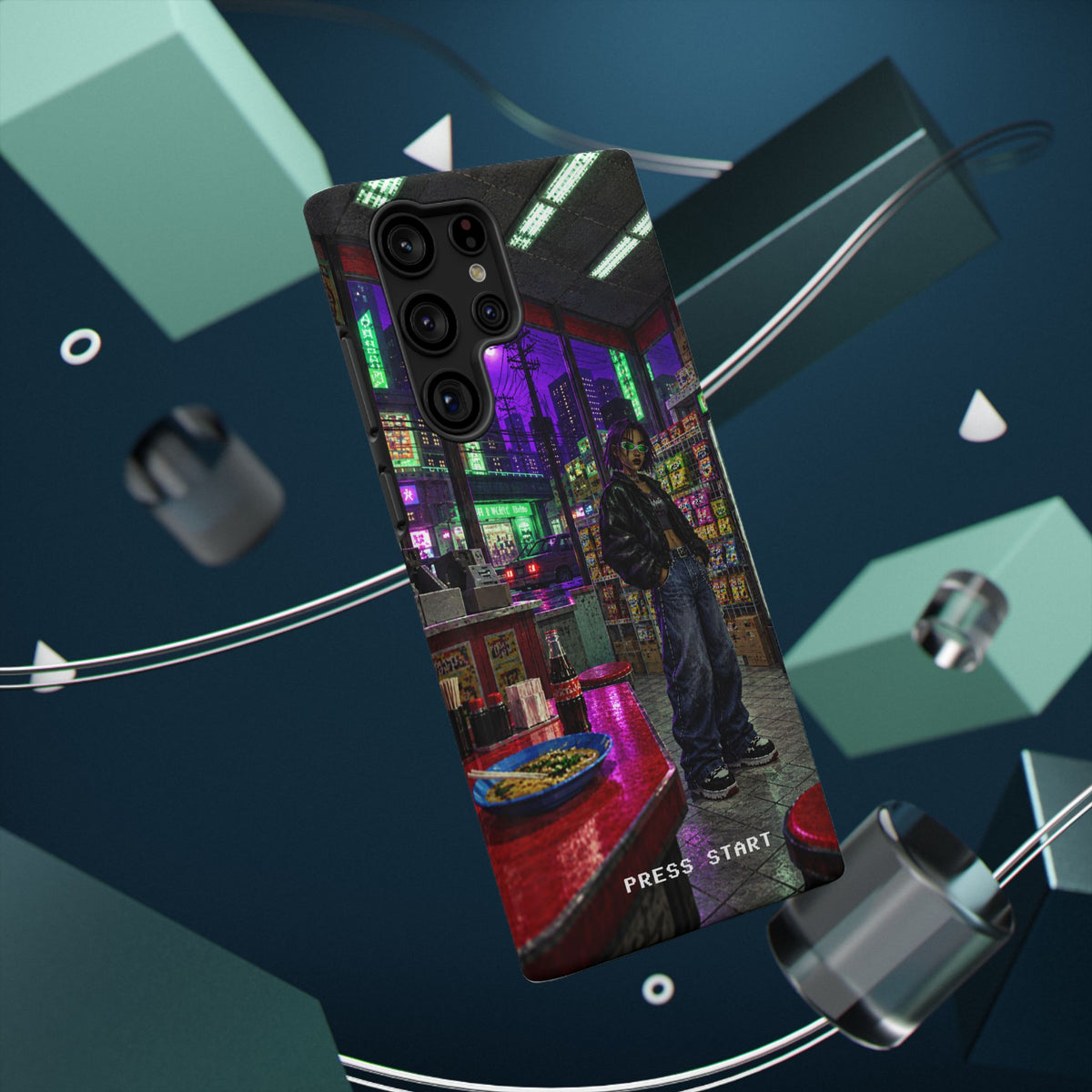 Press Start Cyberpunk Arcade Phone Case