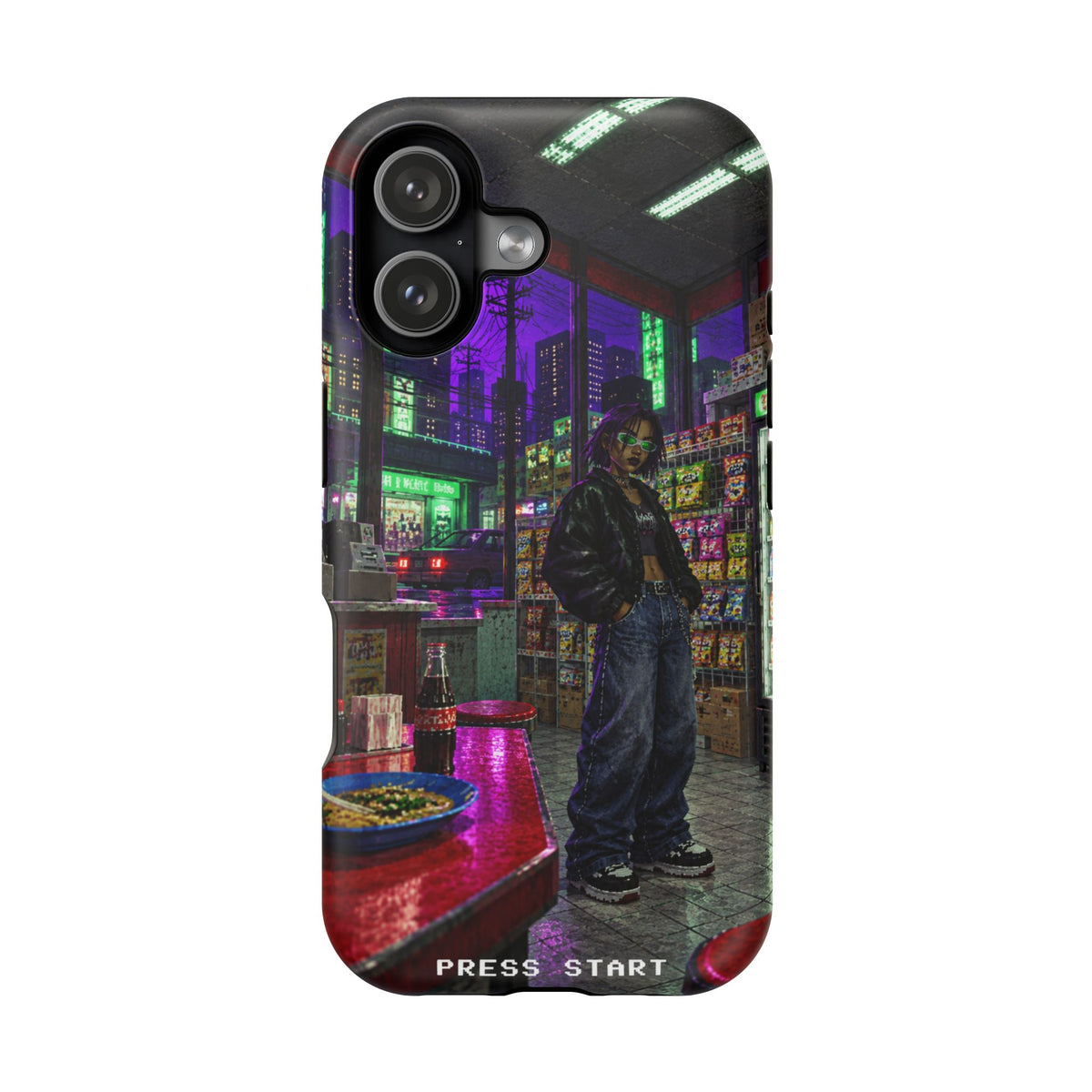 Press Start Cyberpunk Arcade Phone Case