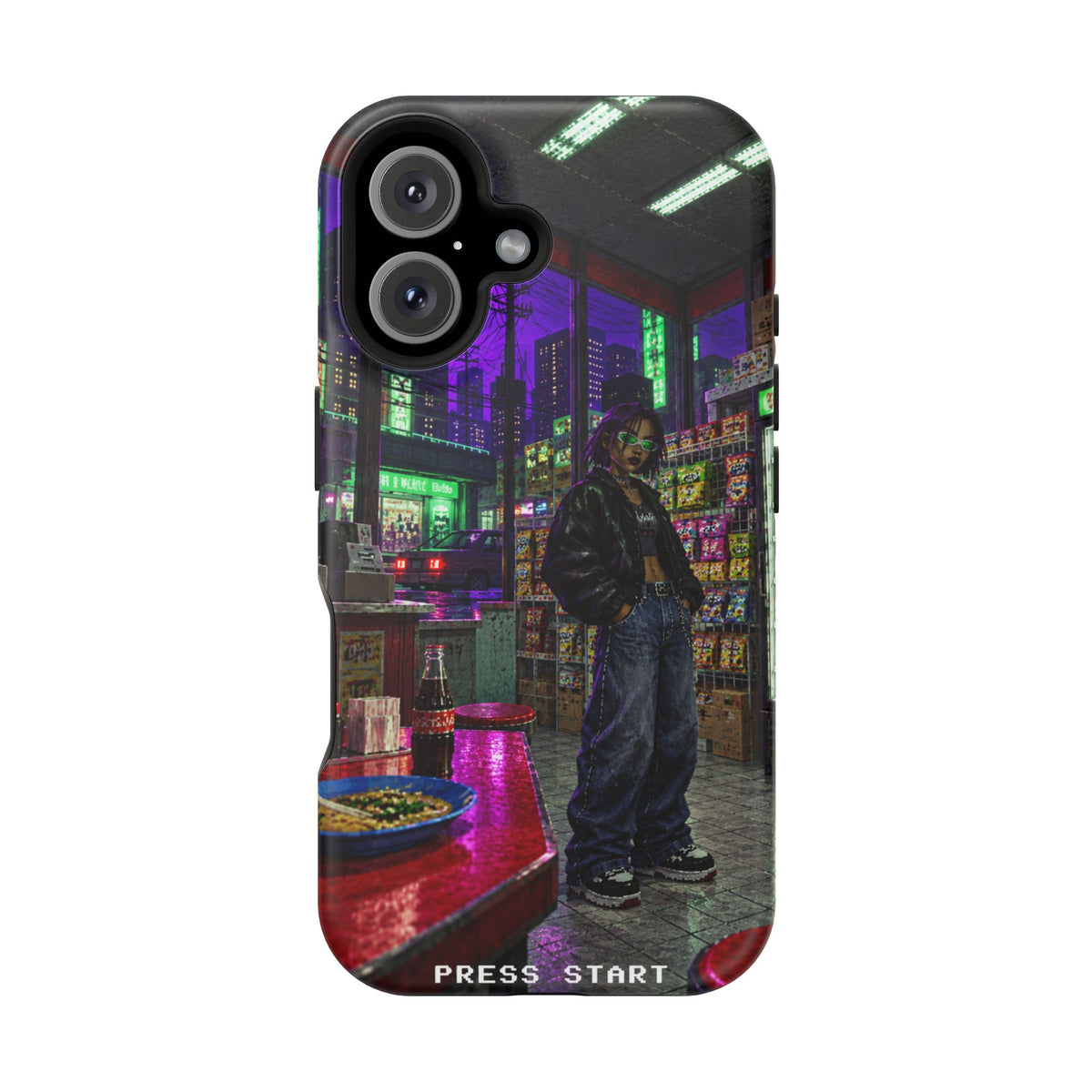 Press Start Cyberpunk Arcade Phone Case