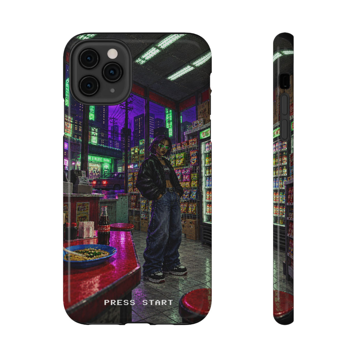 Press Start Cyberpunk Arcade Phone Case
