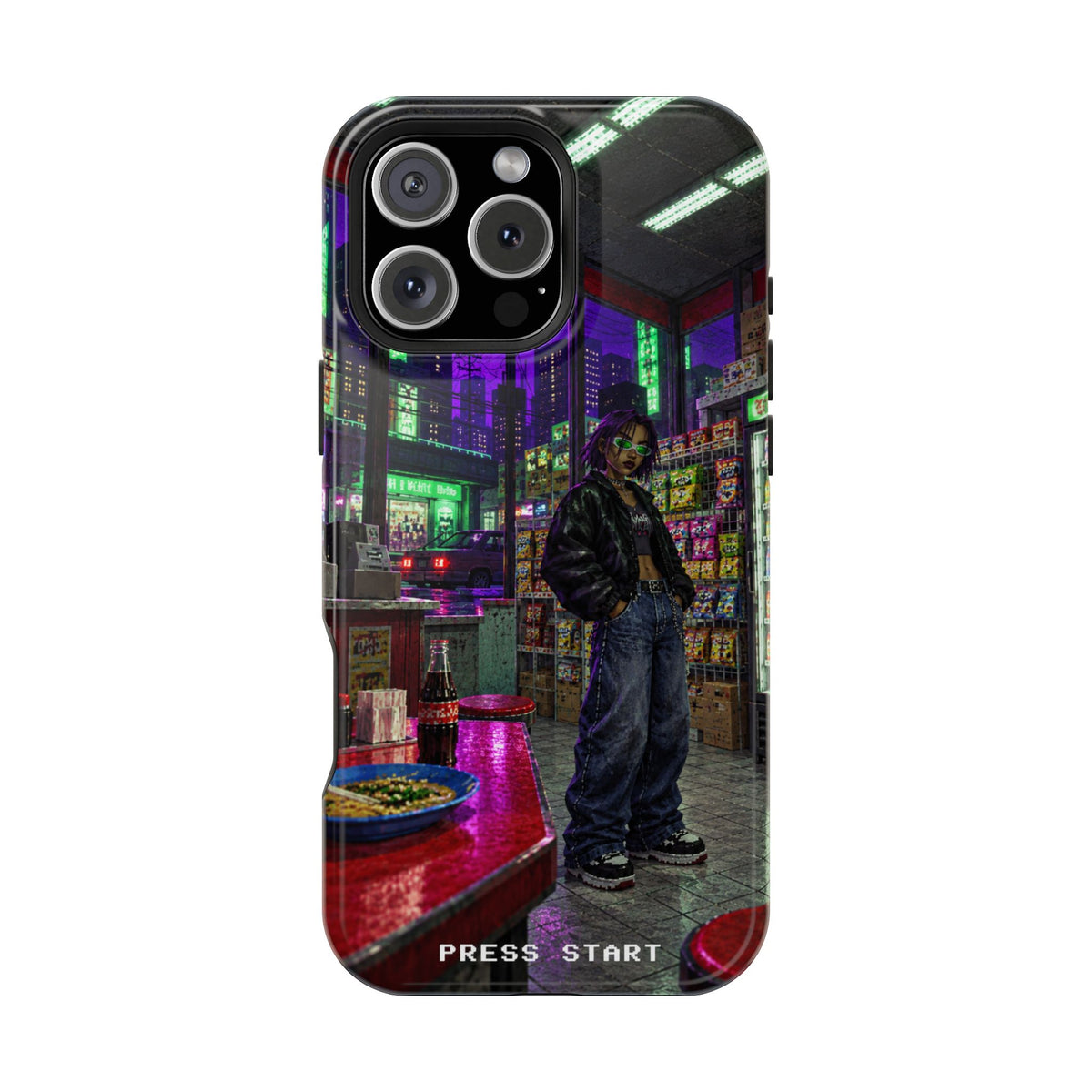 Press Start Cyberpunk Arcade Phone Case