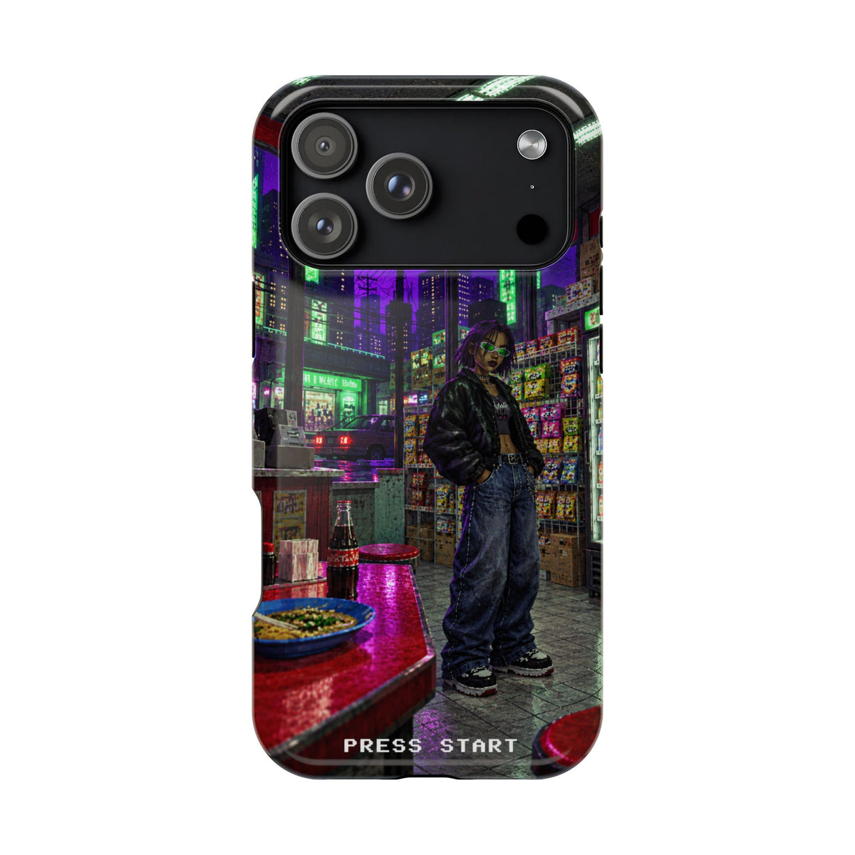 Press Start Cyberpunk Arcade Phone Case