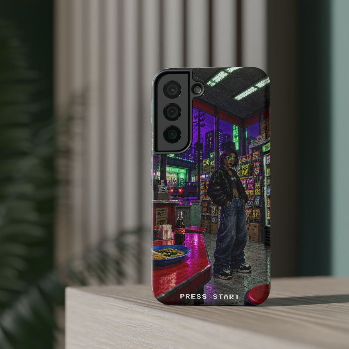 Press Start Cyberpunk Arcade Phone Case