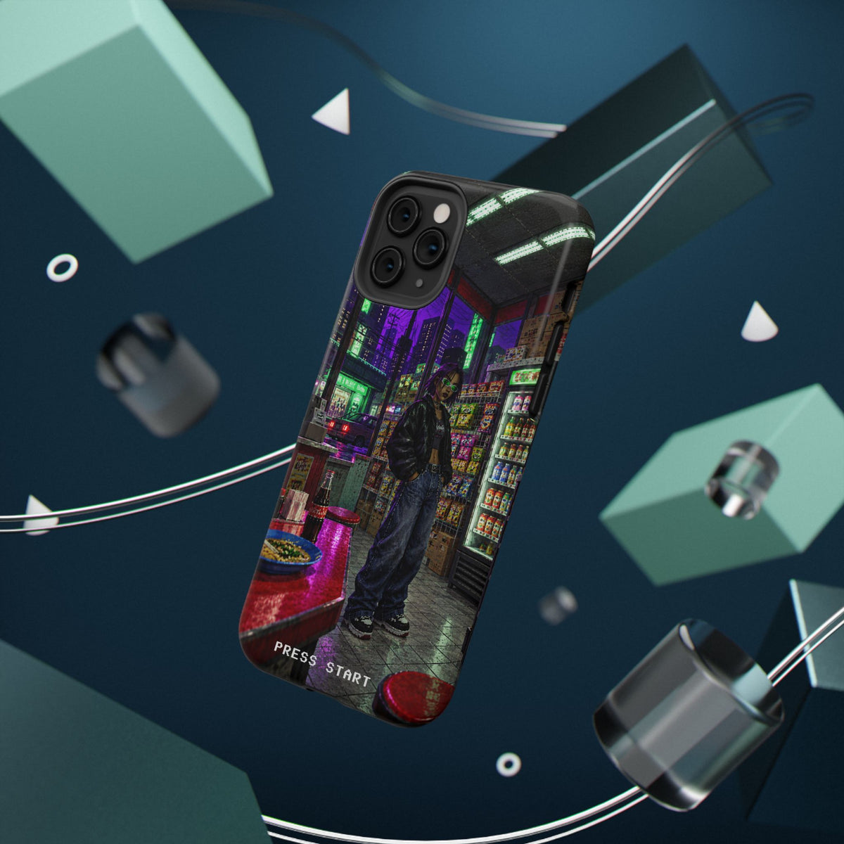 Press Start Cyberpunk Arcade Phone Case