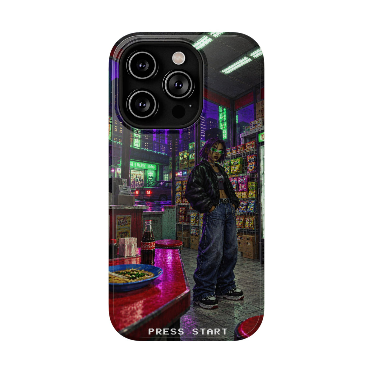 Press Start Cyberpunk Arcade Phone Case