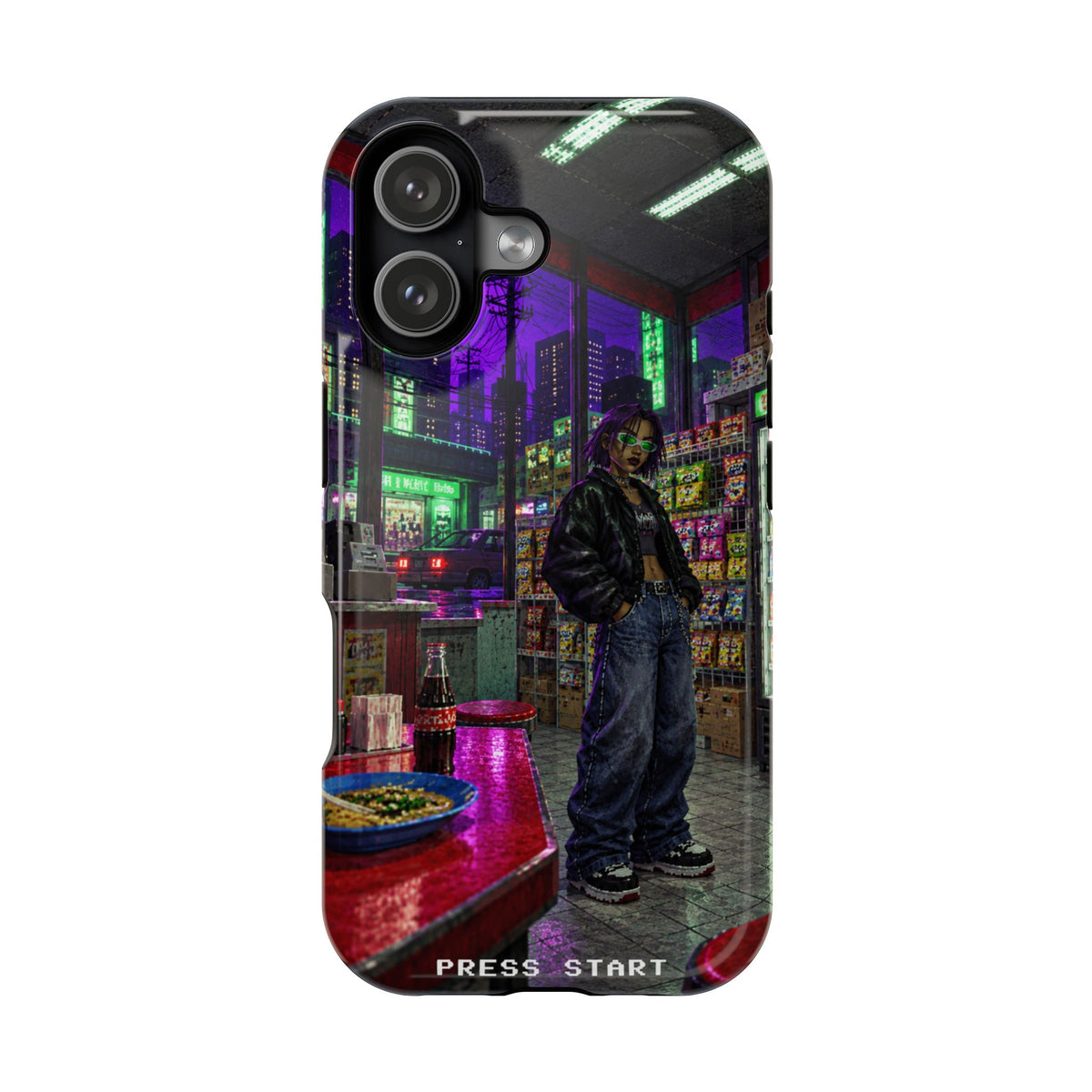 Press Start Cyberpunk Arcade Phone Case