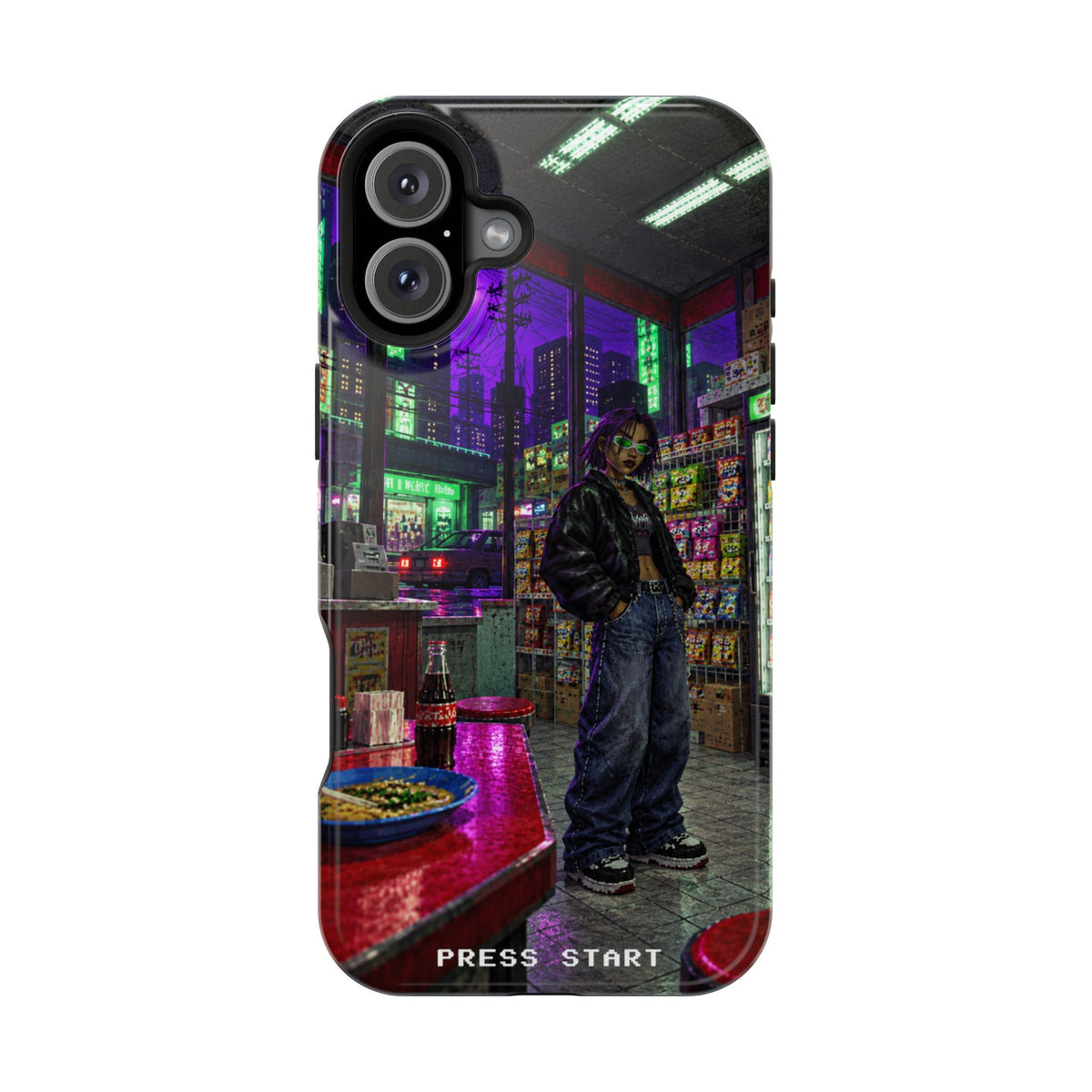 Press Start Cyberpunk Arcade Phone Case