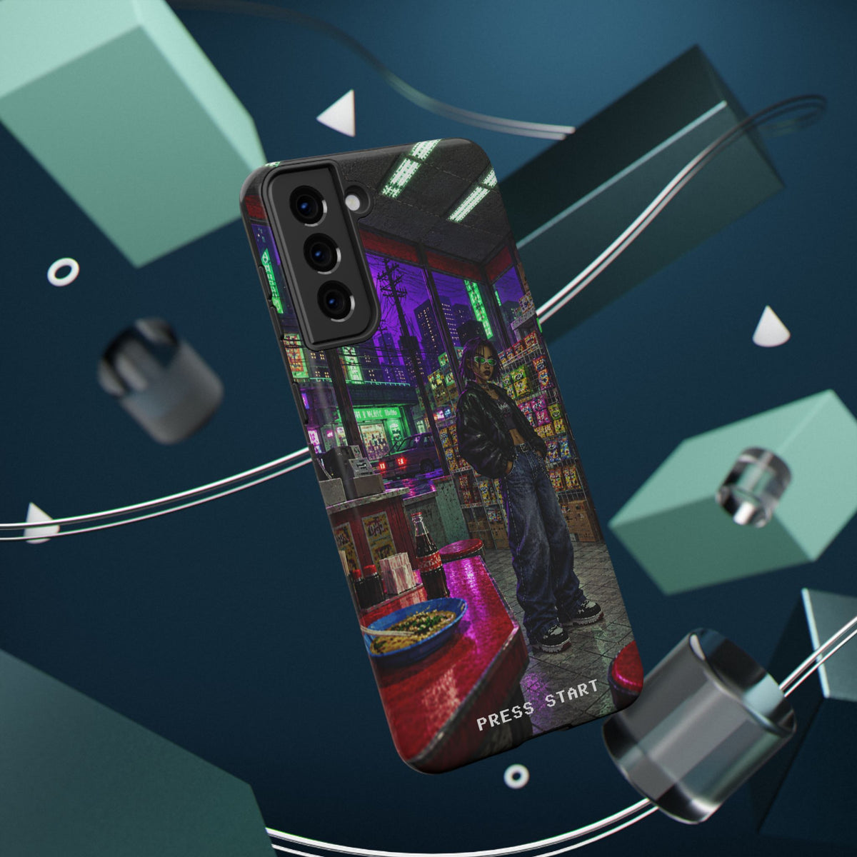 Press Start Cyberpunk Arcade Phone Case