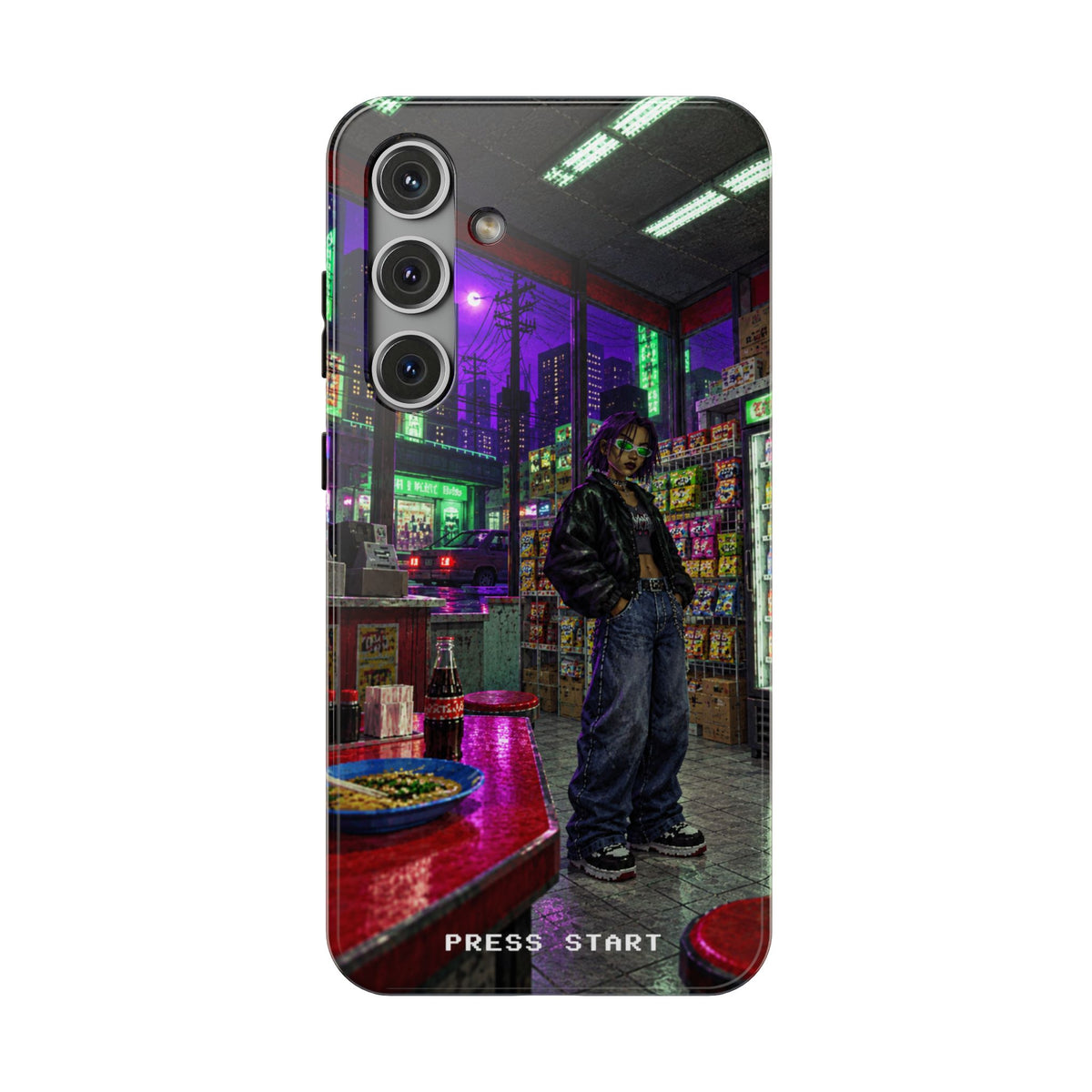 Press Start Cyberpunk Arcade Phone Case