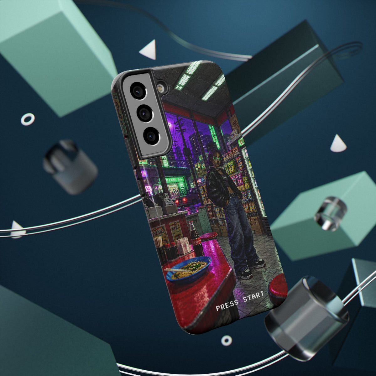 Press Start Cyberpunk Arcade Phone Case