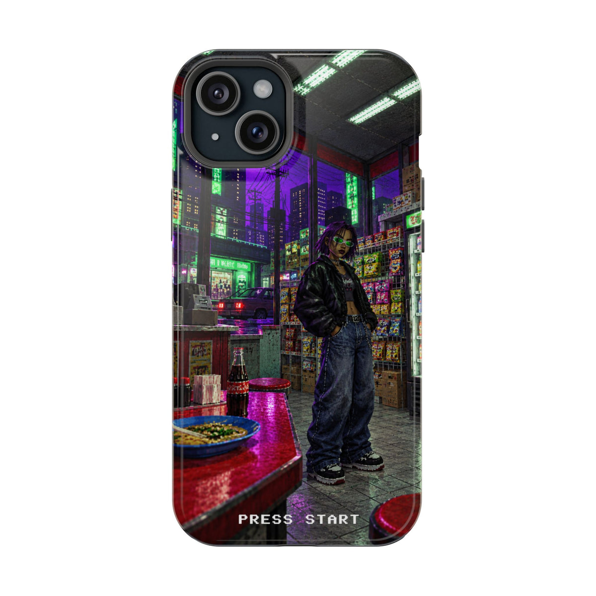 Press Start Cyberpunk Arcade Phone Case