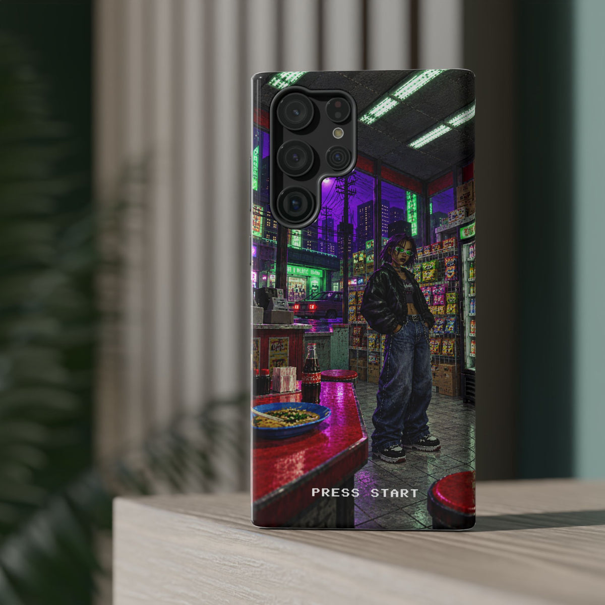 Press Start Cyberpunk Arcade Phone Case