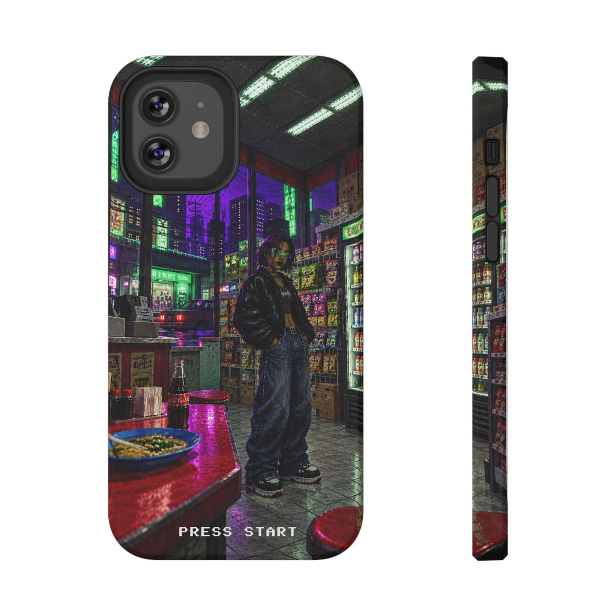 Press Start Cyberpunk Arcade Phone Case