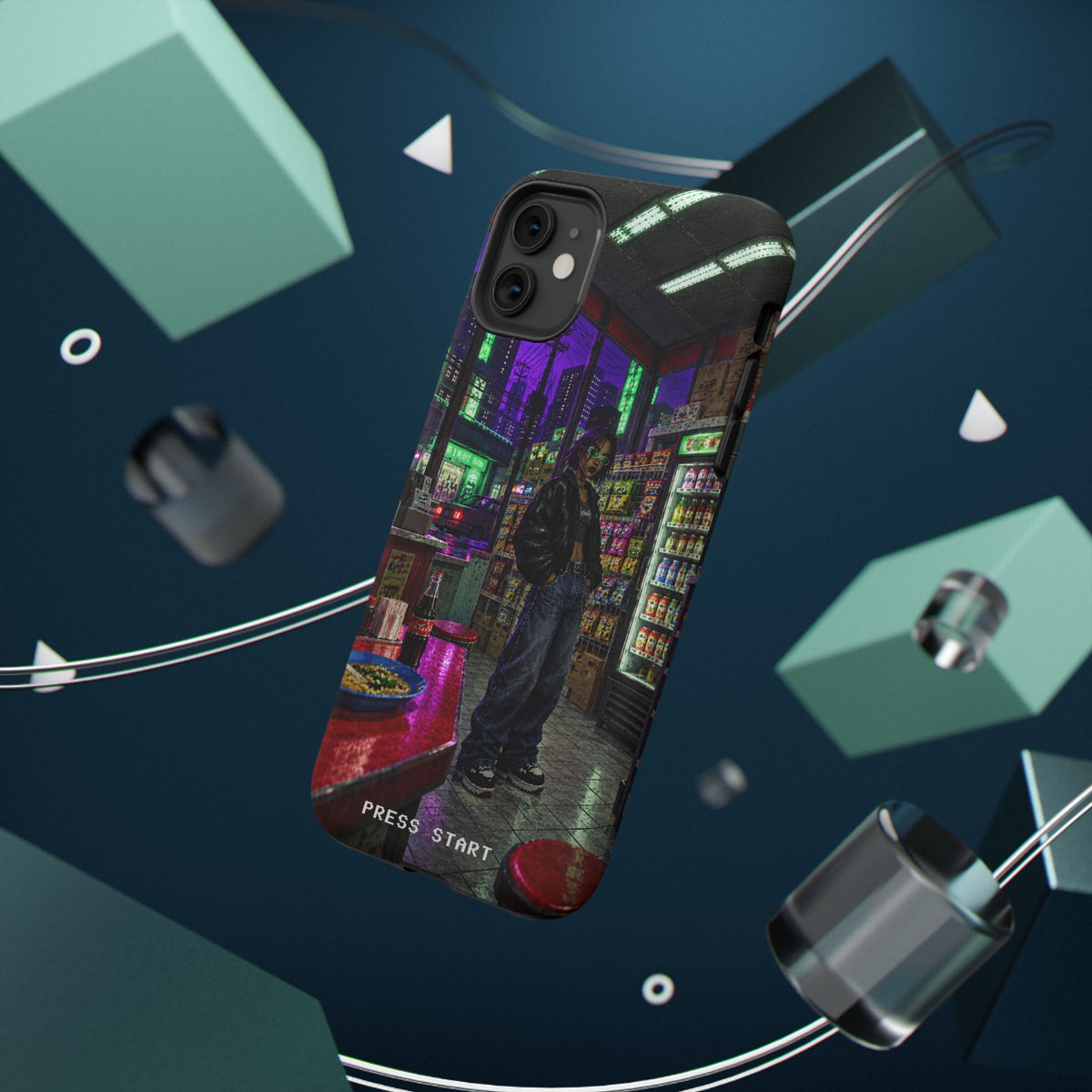 Press Start Cyberpunk Arcade Phone Case
