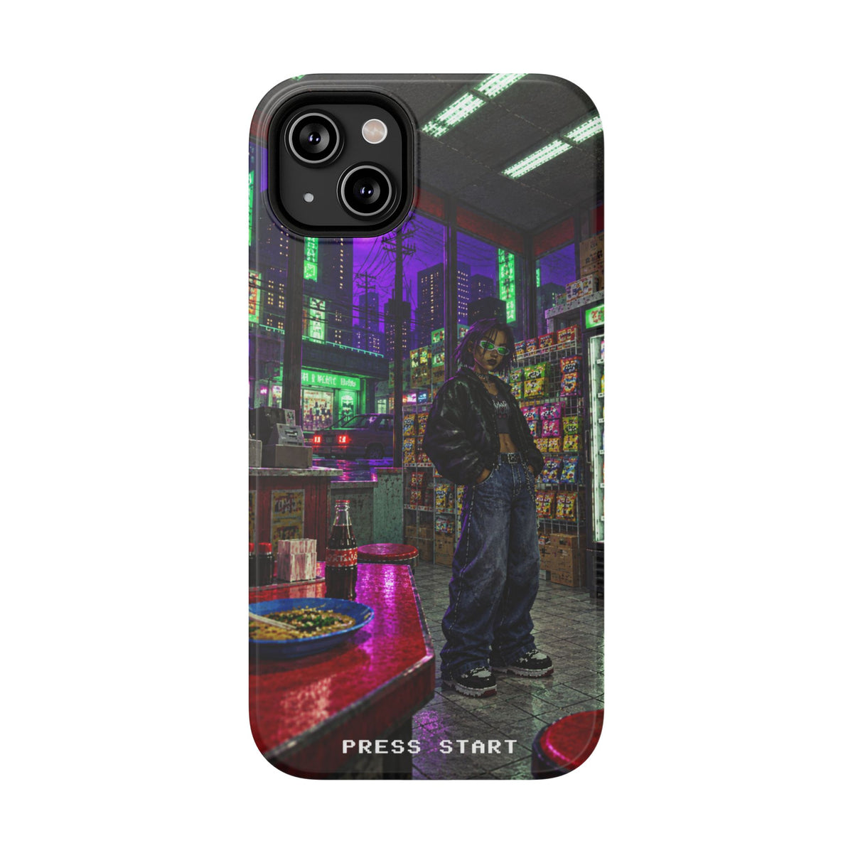 Press Start Cyberpunk Arcade Phone Case