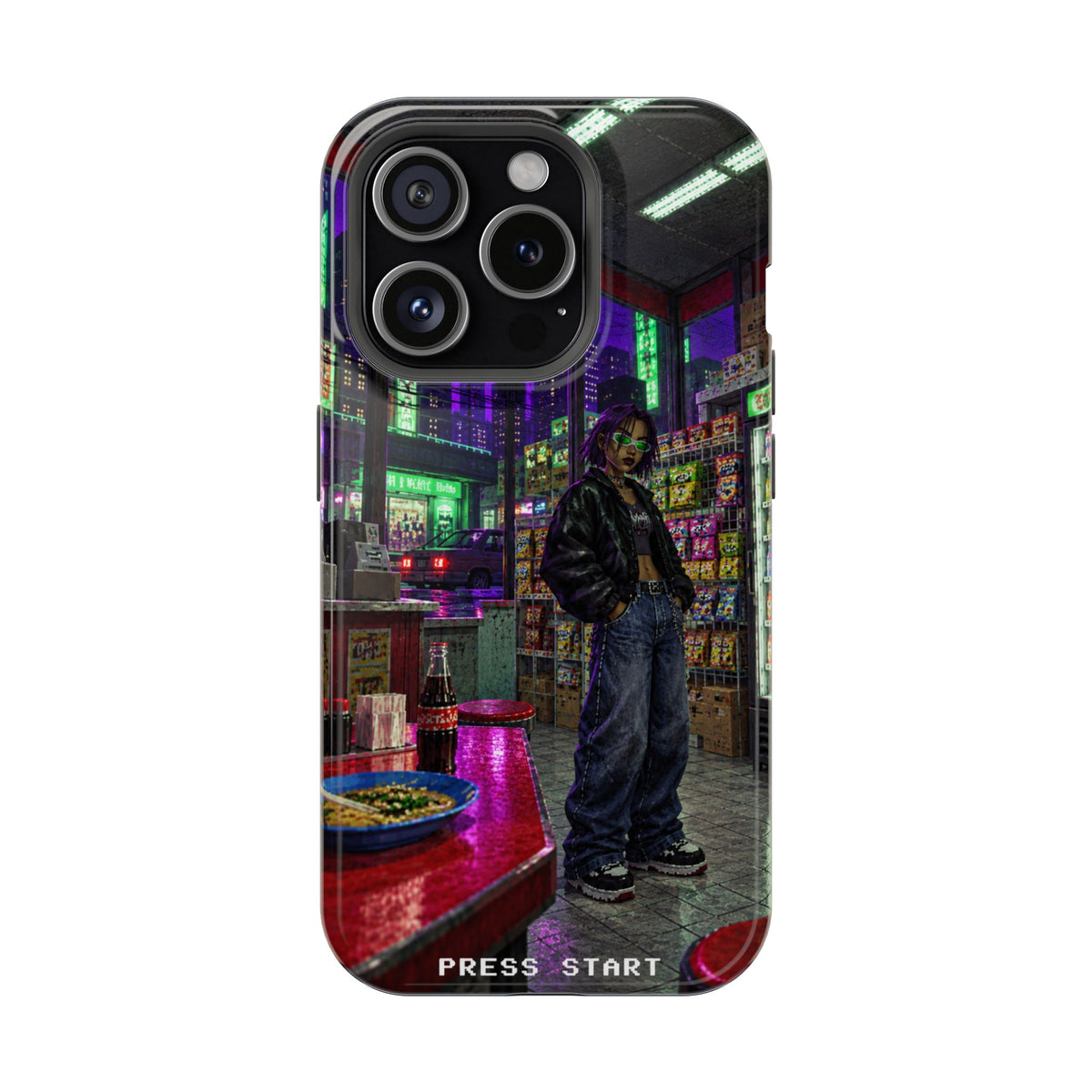 Press Start Cyberpunk Arcade Phone Case