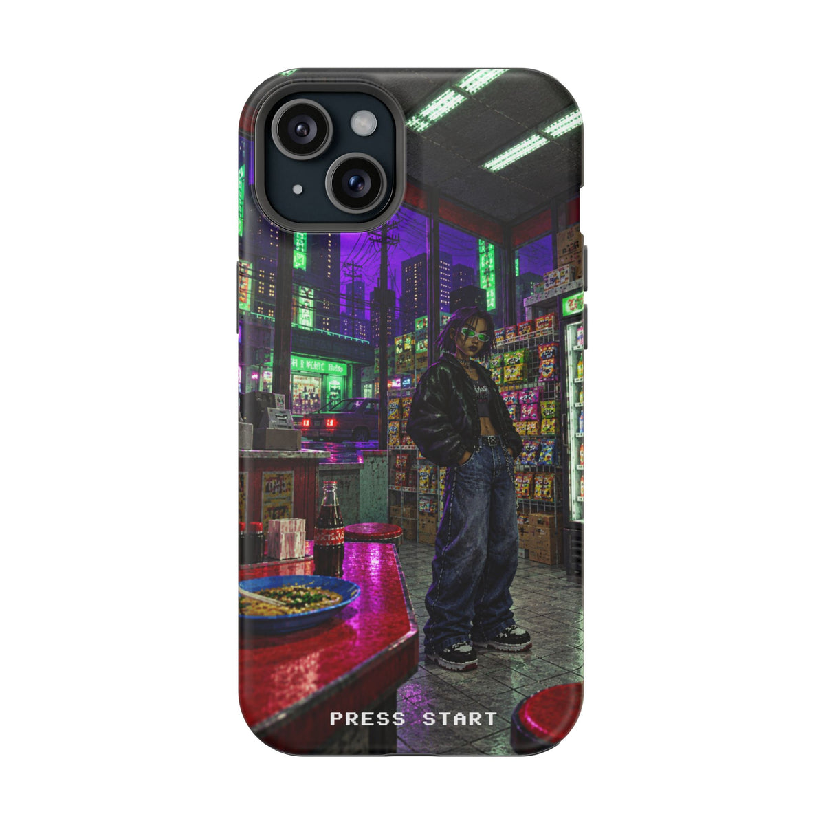 Press Start Cyberpunk Arcade Phone Case