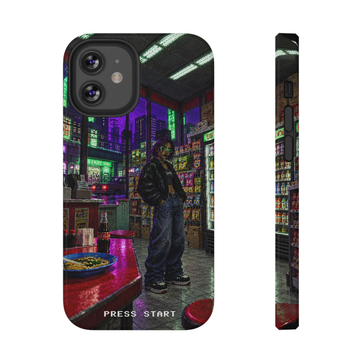 Press Start Cyberpunk Arcade Phone Case