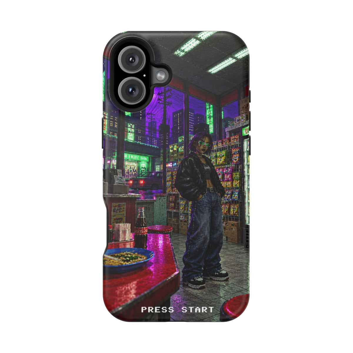 Press Start Cyberpunk Arcade Phone Case