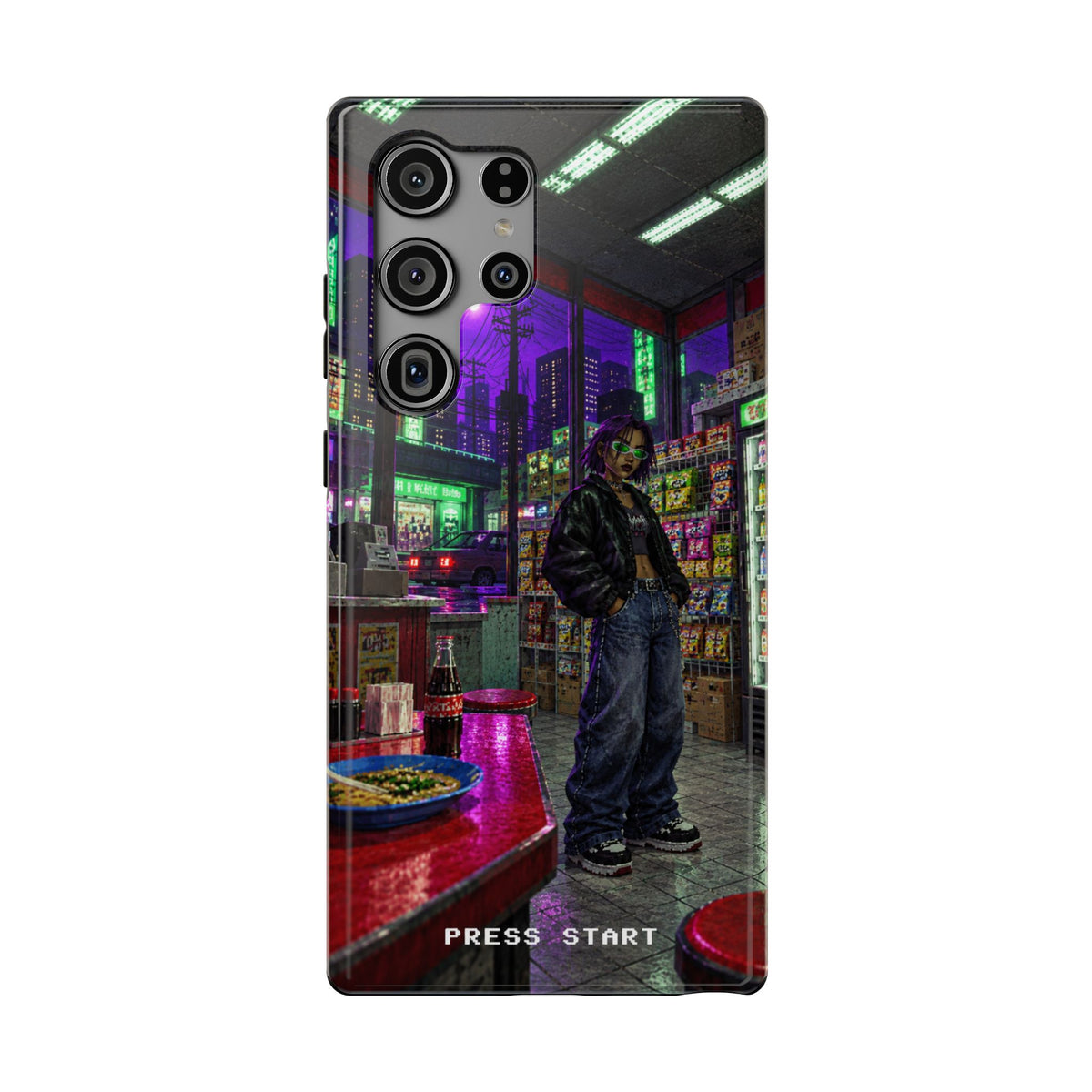 Press Start Cyberpunk Arcade Phone Case