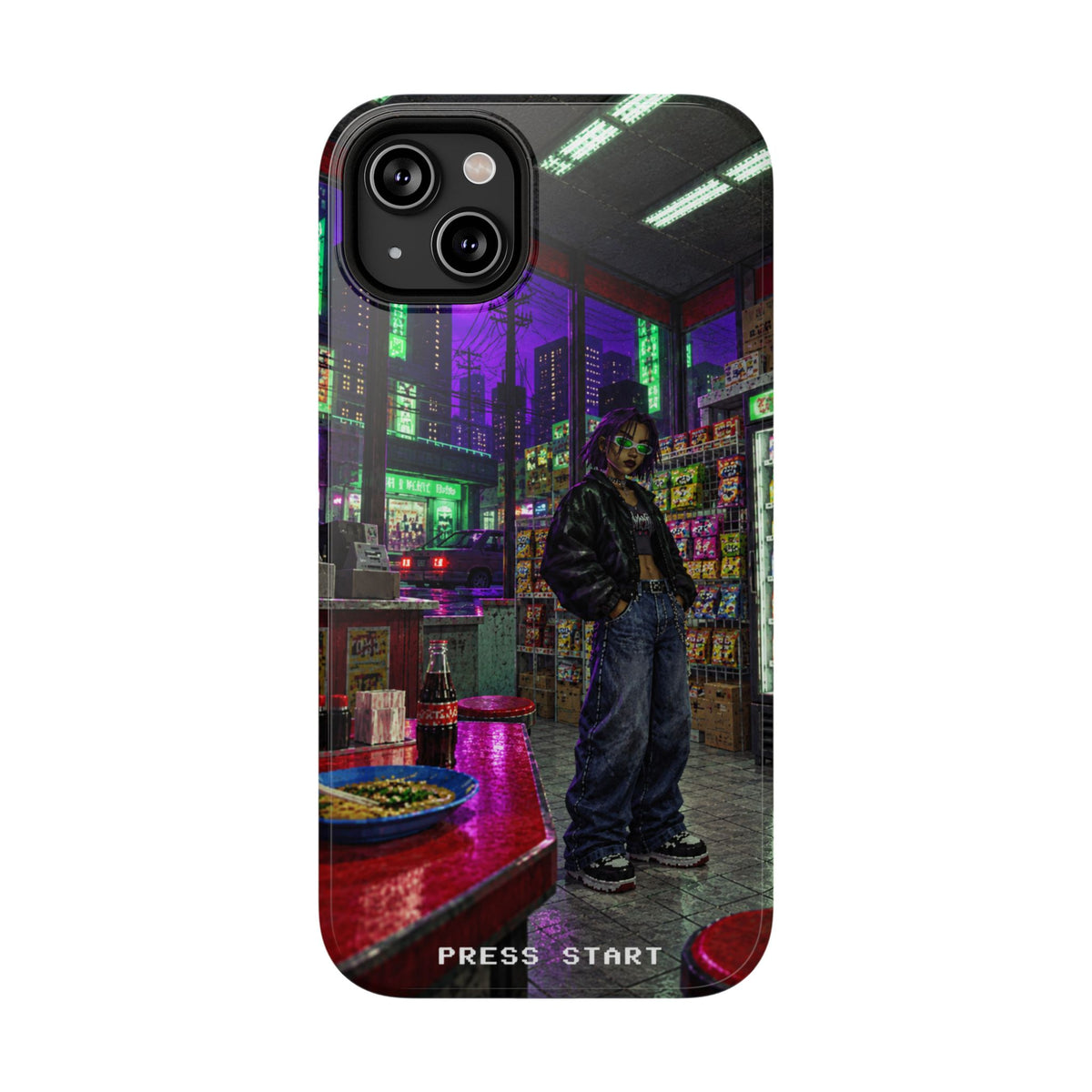 Press Start Cyberpunk Arcade Phone Case