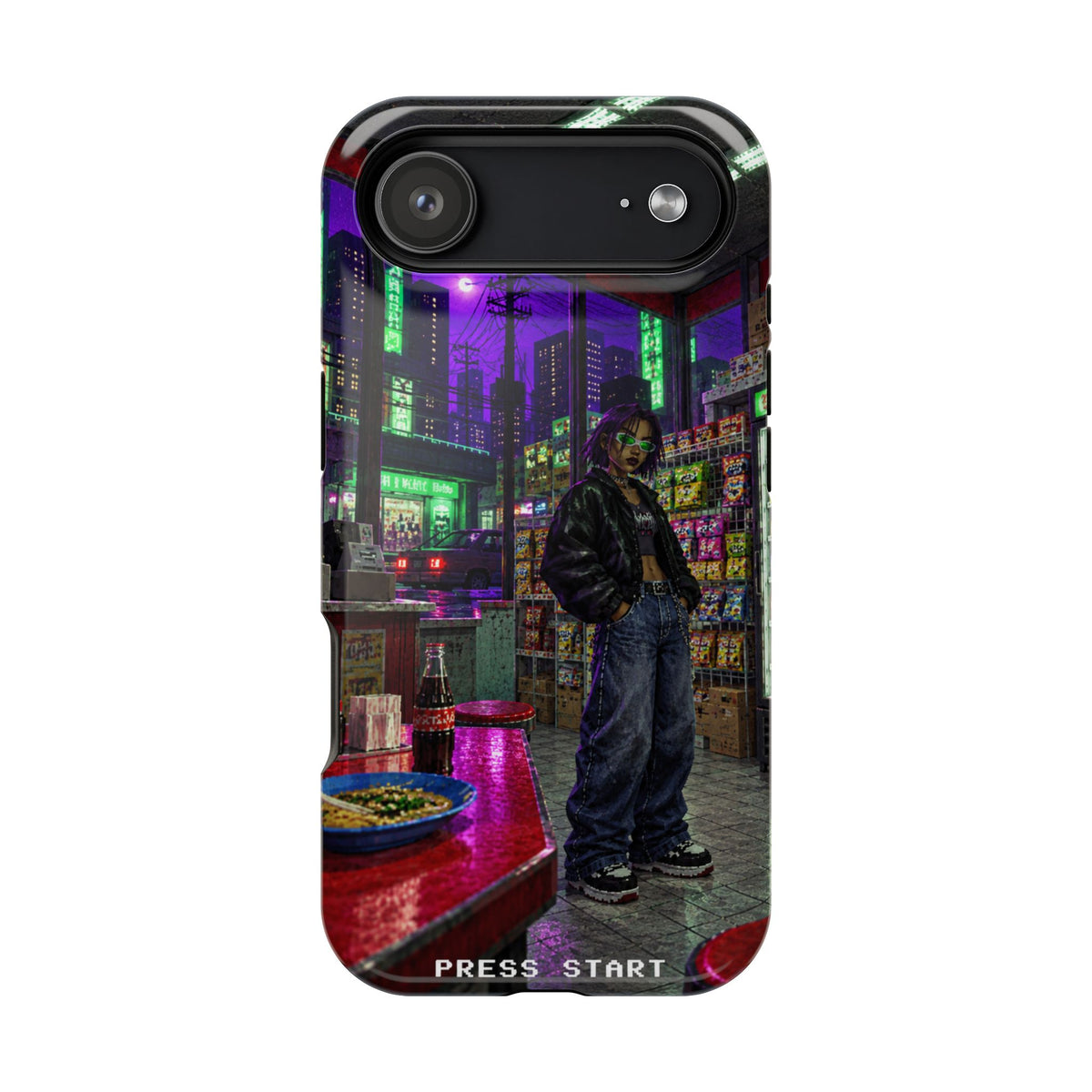 Press Start Cyberpunk Arcade Phone Case