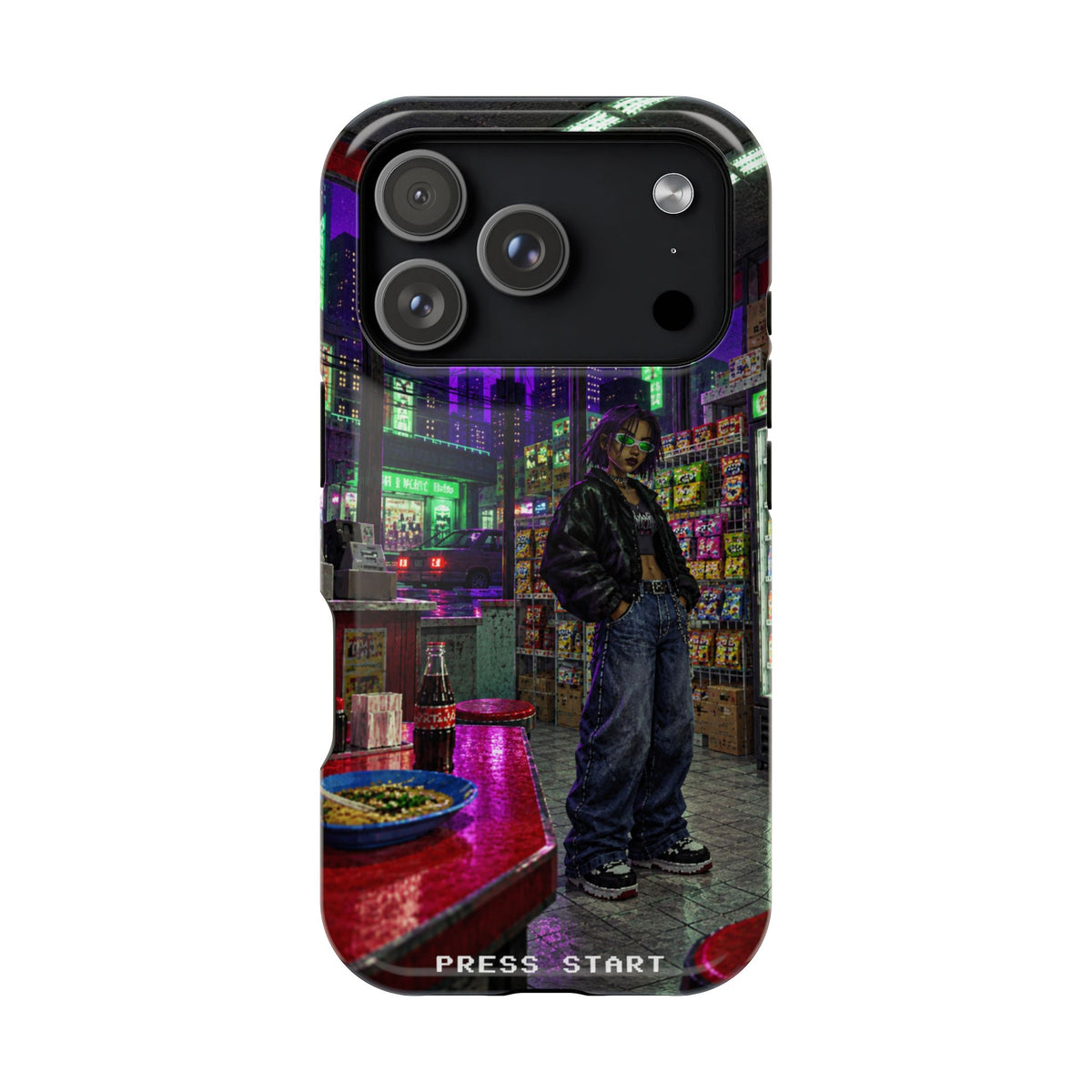 Press Start Cyberpunk Arcade Phone Case