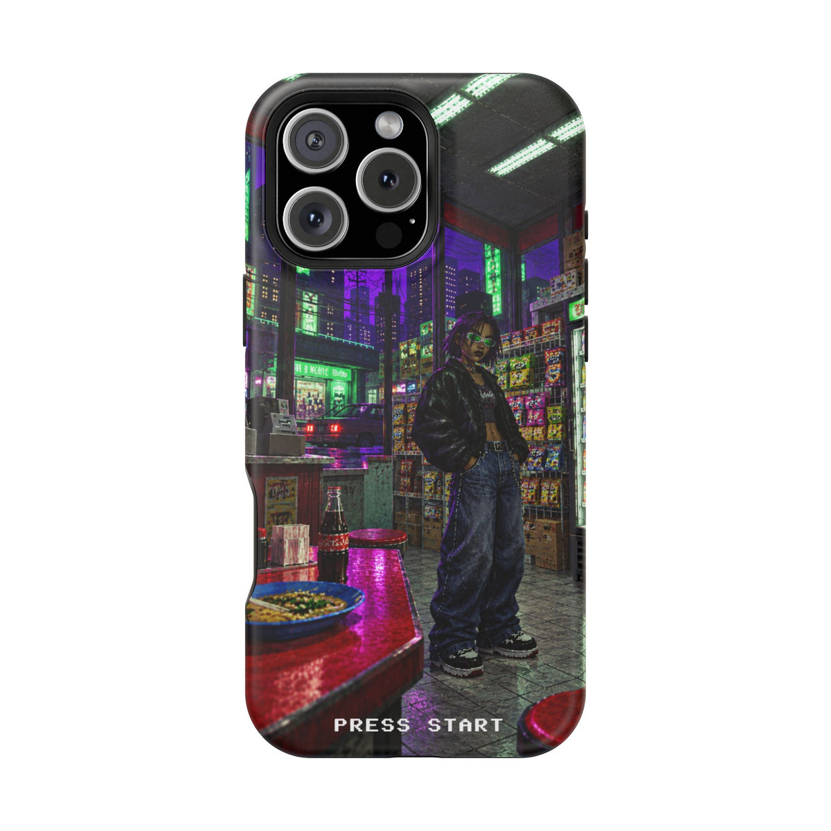 Press Start Cyberpunk Arcade Phone Case