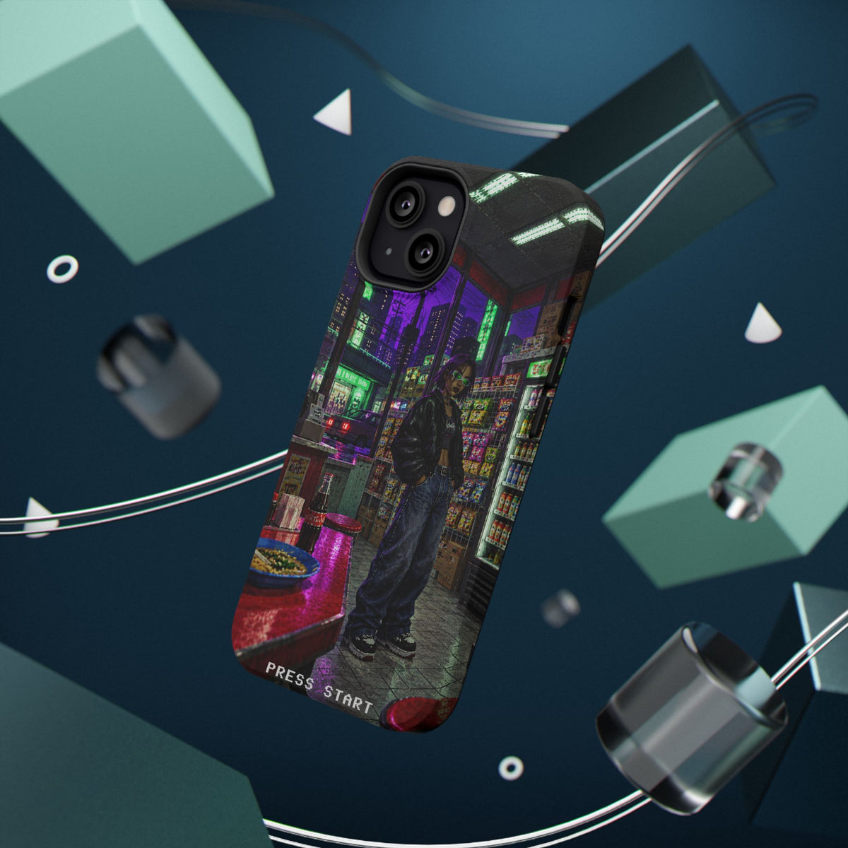 Press Start Cyberpunk Arcade Phone Case