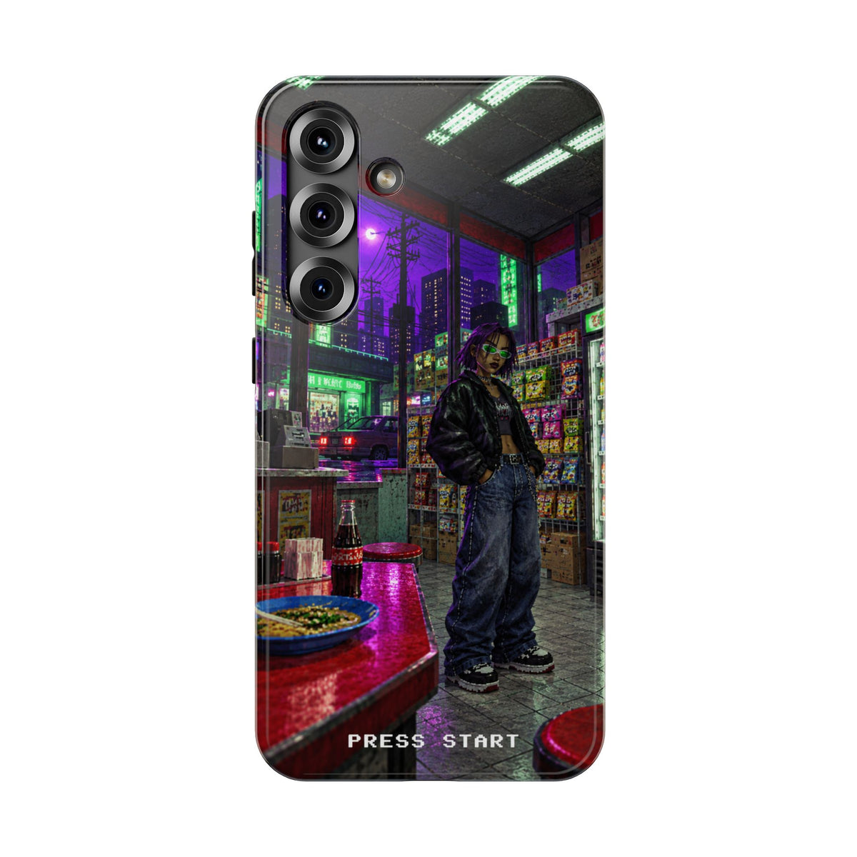 Press Start Cyberpunk Arcade Phone Case