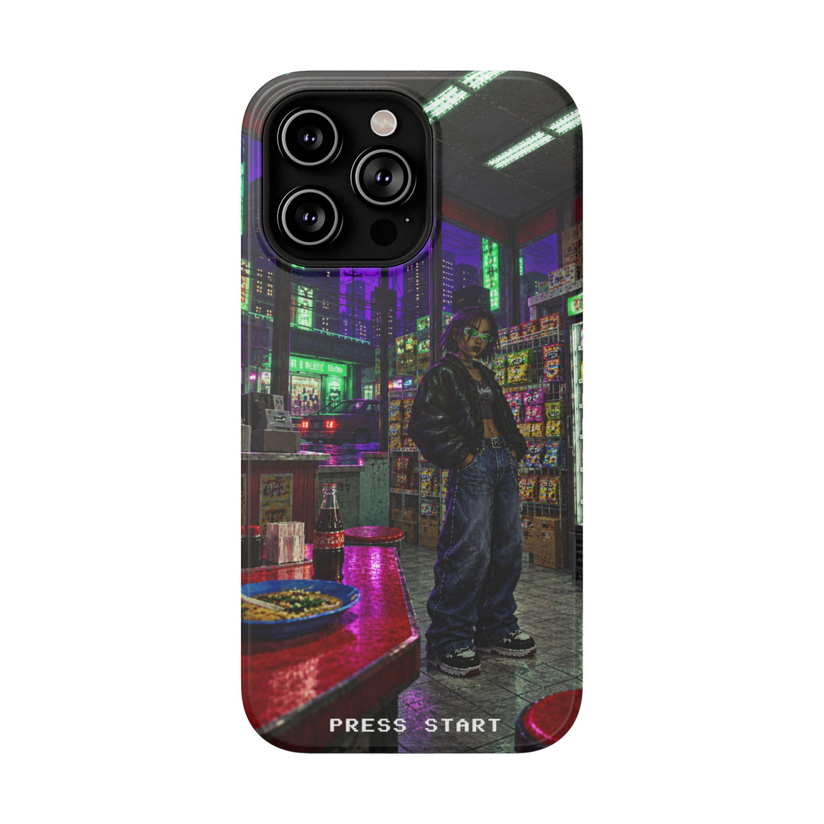 Press Start Cyberpunk Arcade Phone Case