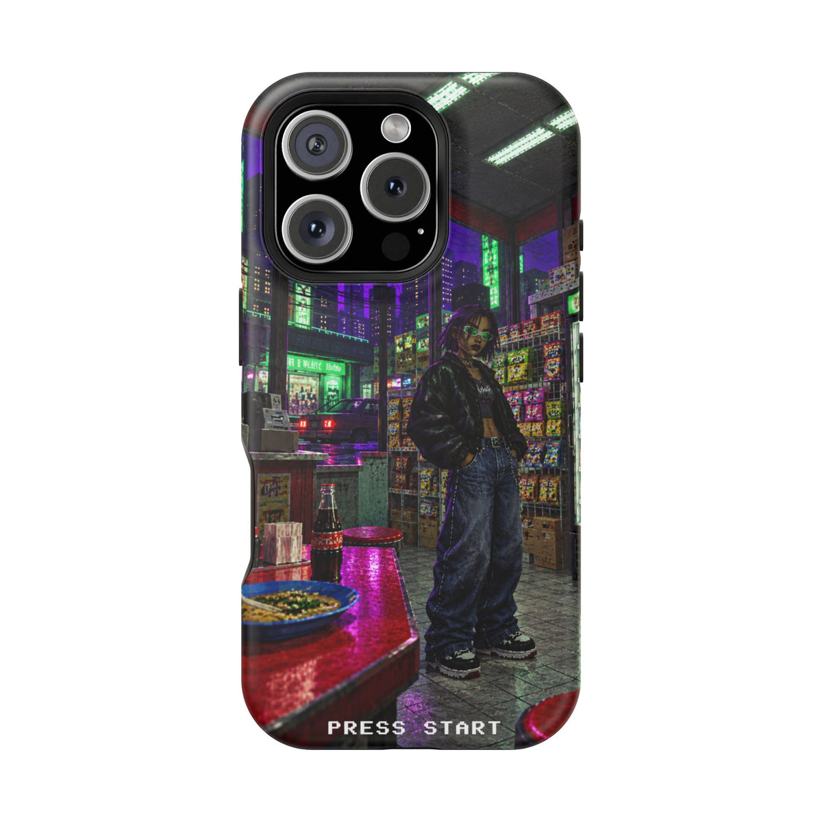 Press Start Cyberpunk Arcade Phone Case