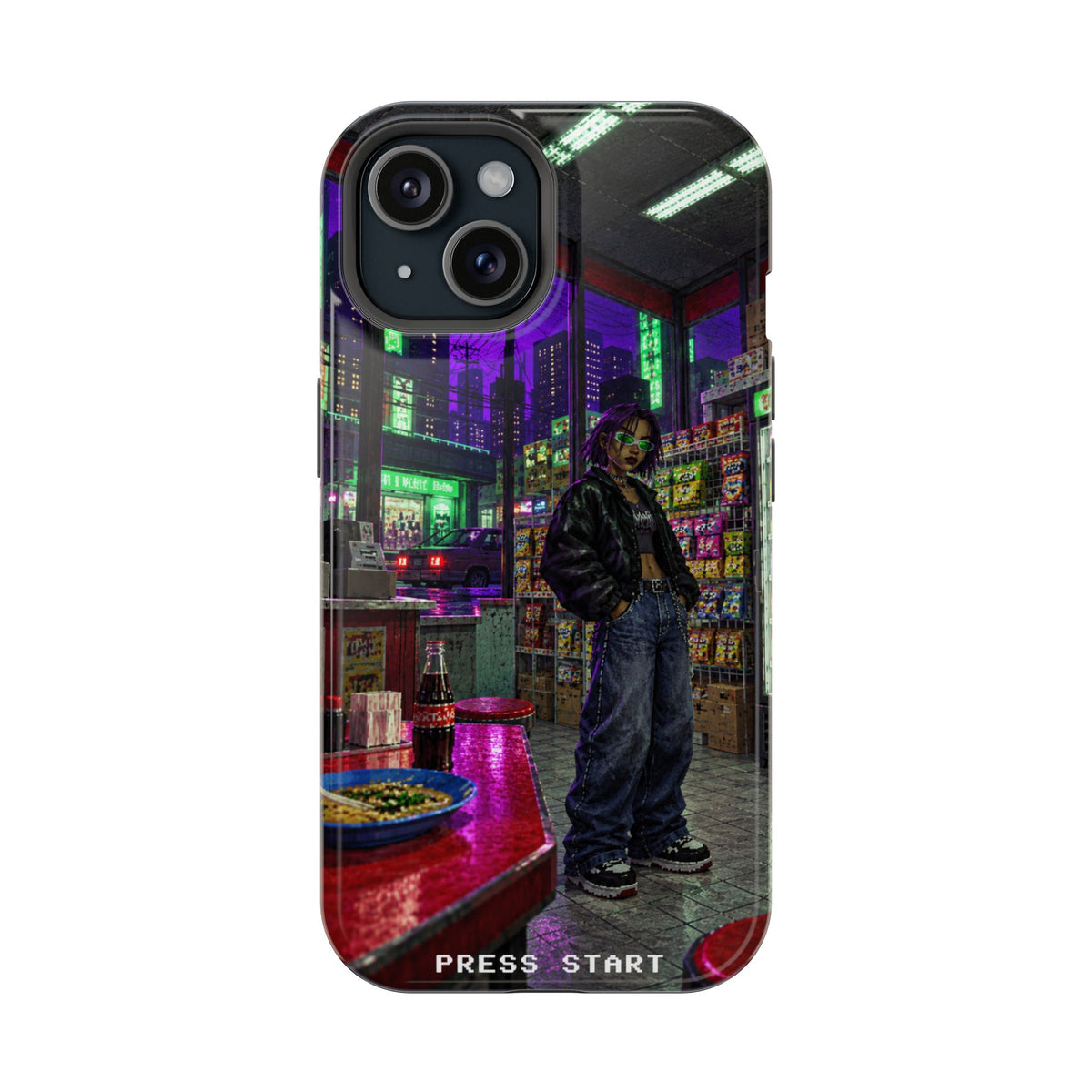 Press Start Cyberpunk Arcade Phone Case