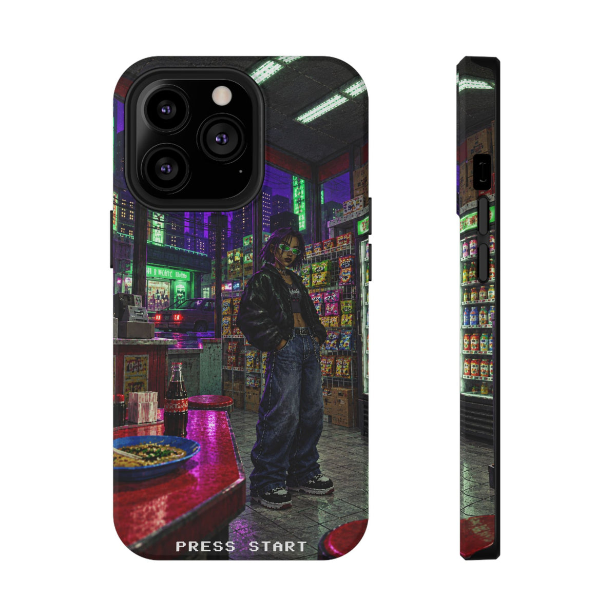 Press Start Cyberpunk Arcade Phone Case
