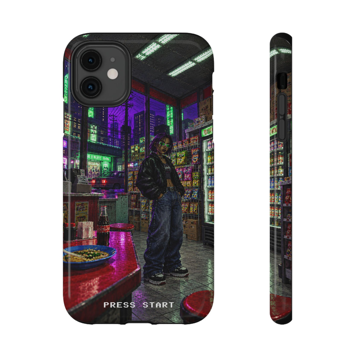 Press Start Cyberpunk Arcade Phone Case