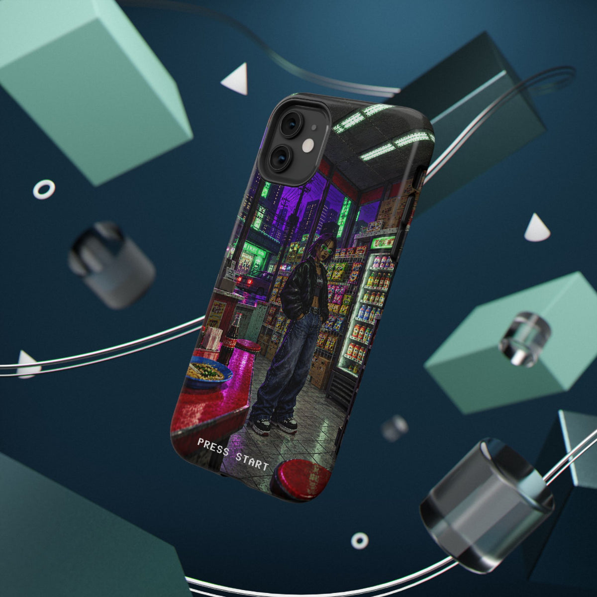 Press Start Cyberpunk Arcade Phone Case