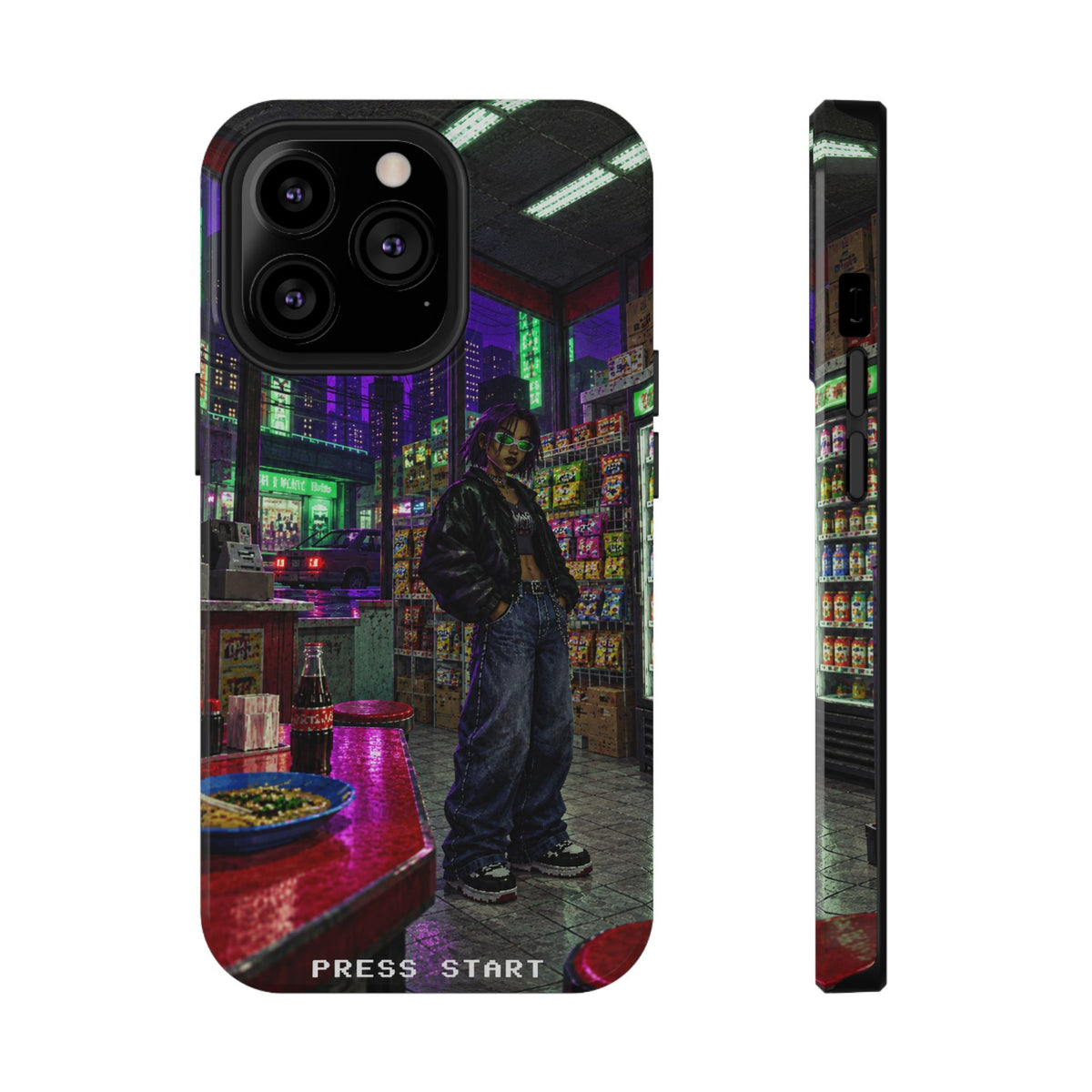Press Start Cyberpunk Arcade Phone Case