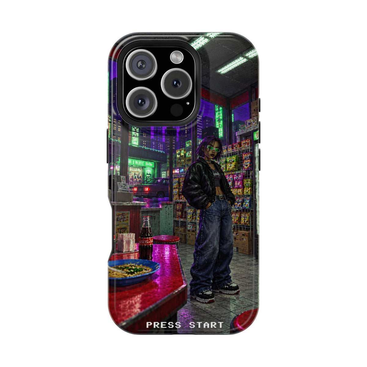 Press Start Cyberpunk Arcade Phone Case