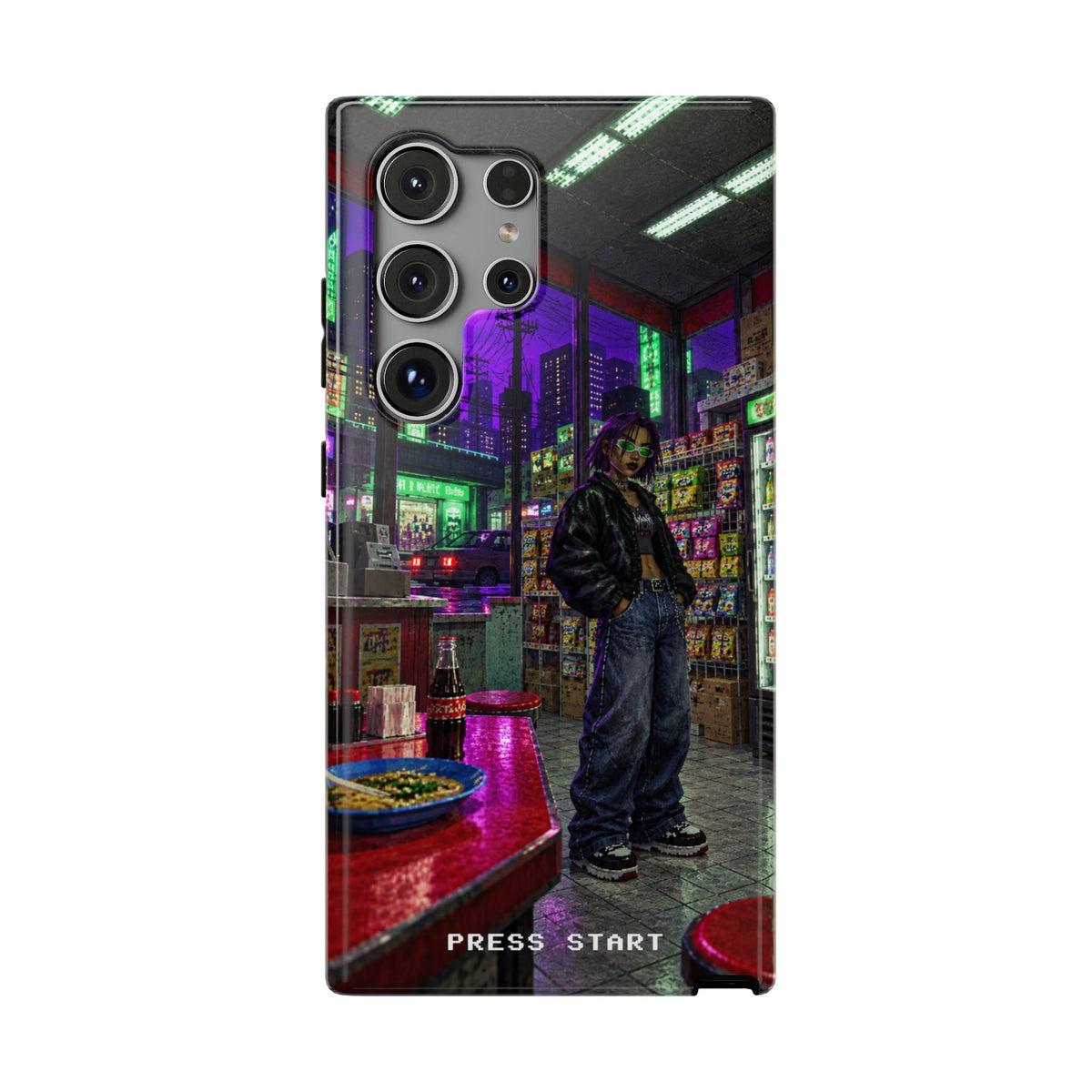 Press Start Cyberpunk Arcade Phone Case