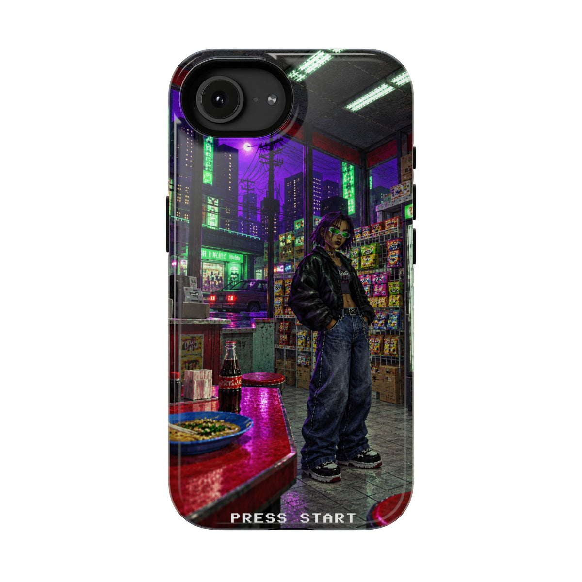 Press Start Cyberpunk Arcade Phone Case