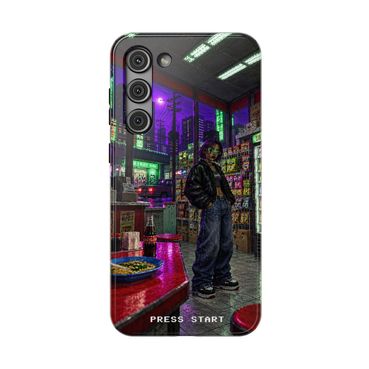 Press Start Cyberpunk Arcade Phone Case