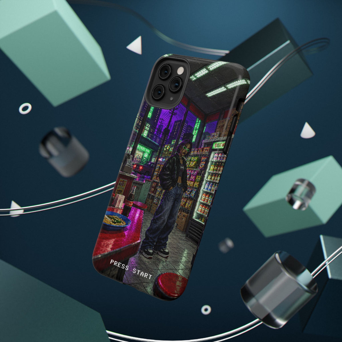 Press Start Cyberpunk Arcade Phone Case