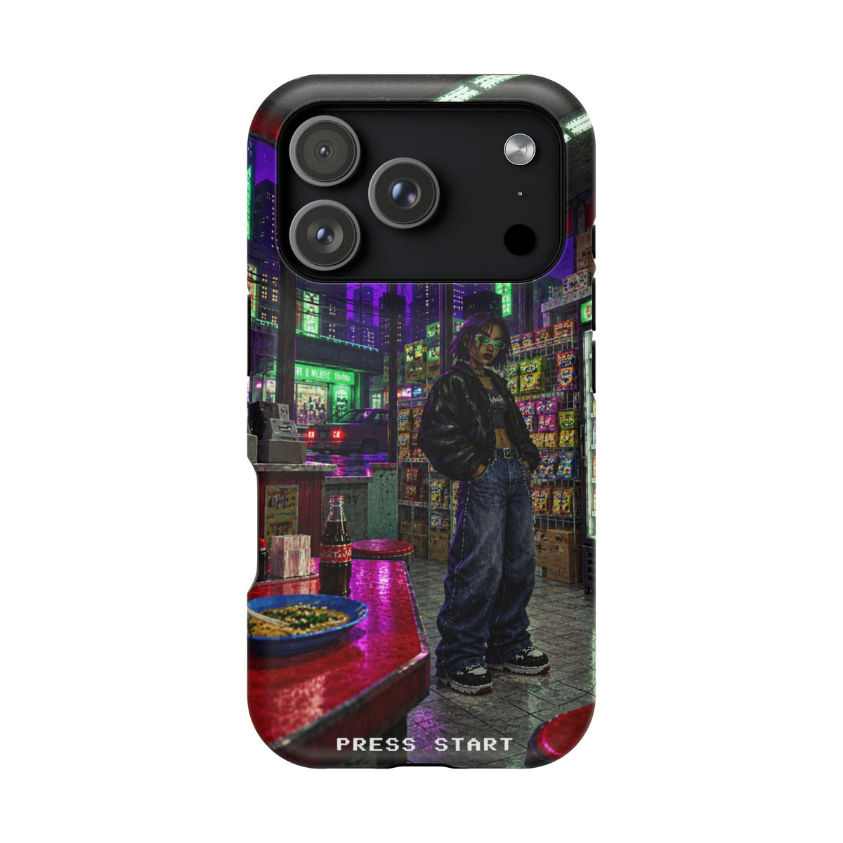 Press Start Cyberpunk Arcade Phone Case