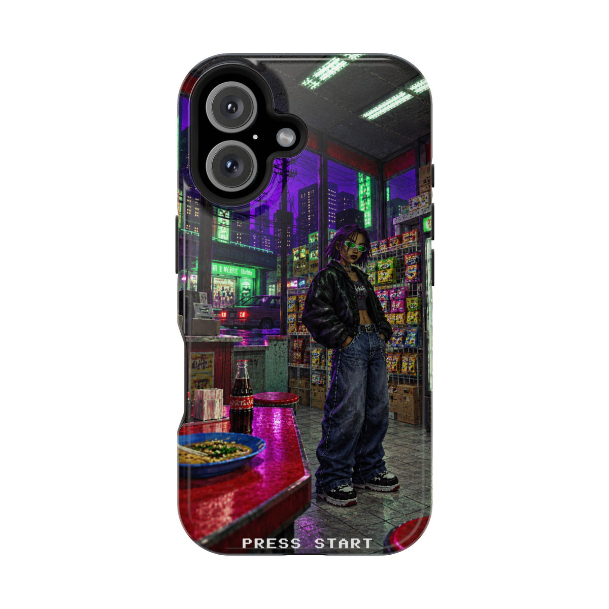 Press Start Cyberpunk Arcade Phone Case