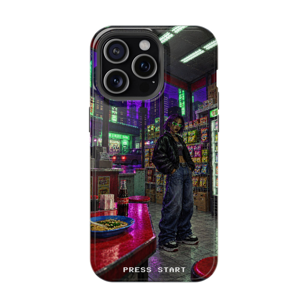 Press Start Cyberpunk Arcade Phone Case