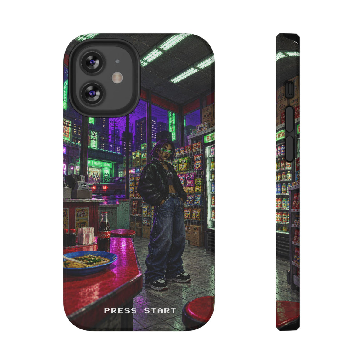 Press Start Cyberpunk Arcade Phone Case