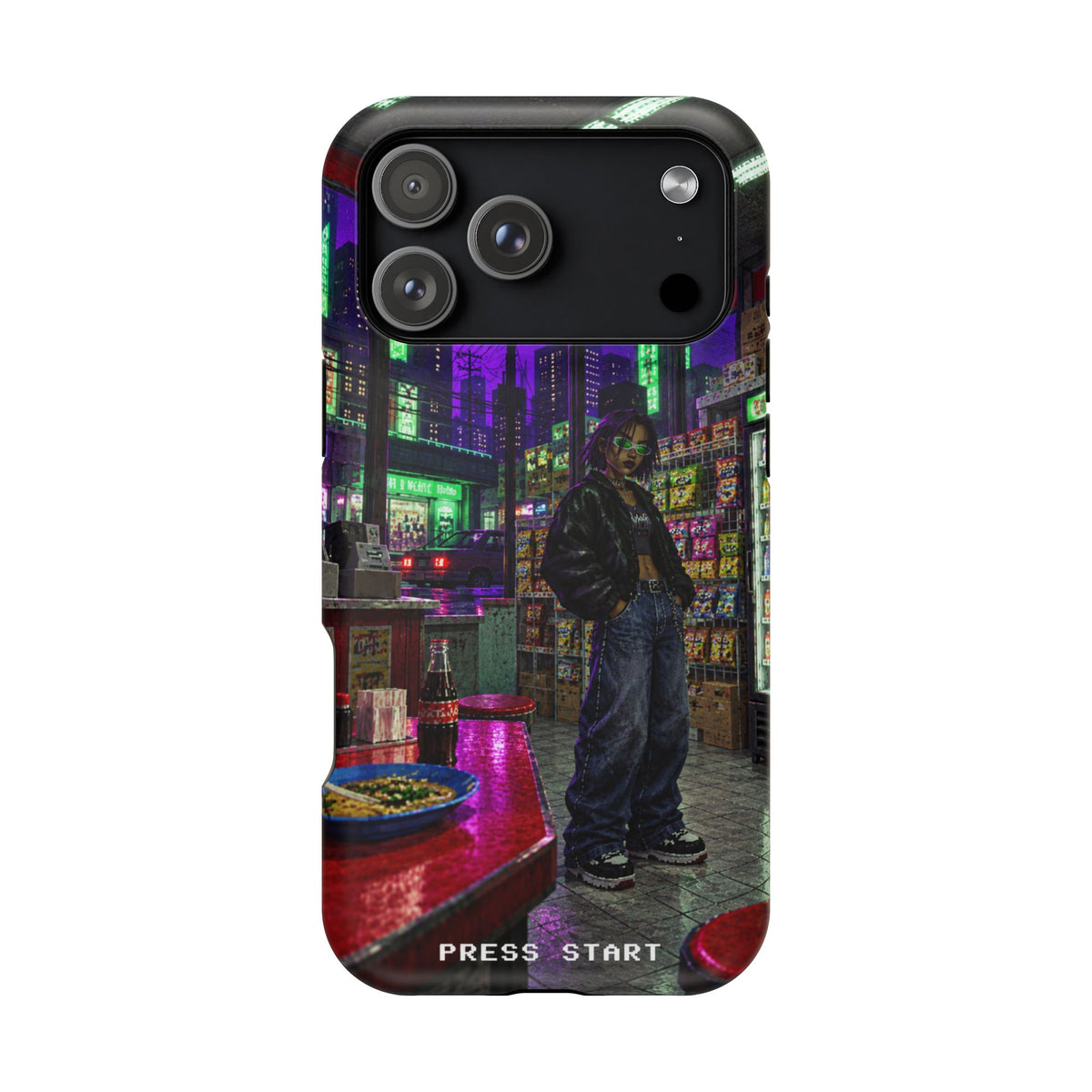 Press Start Cyberpunk Arcade Phone Case